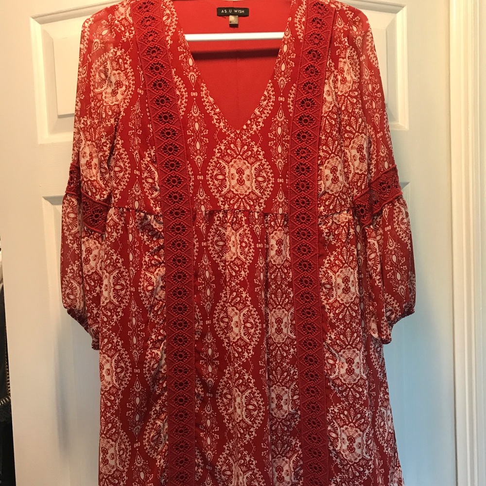Orange and white patterned dress